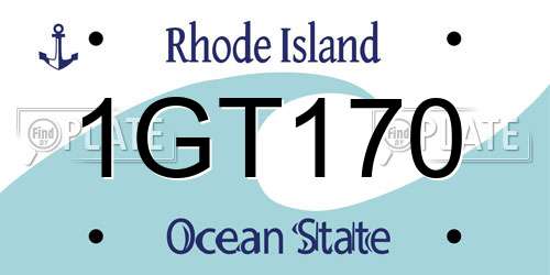 1GT170 Rhode Island License Plate