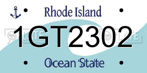 1GT2302 Rhode Island License Plate