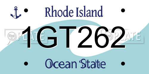 1GT262 Rhode Island License Plate