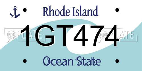 1GT474 Rhode Island License Plate