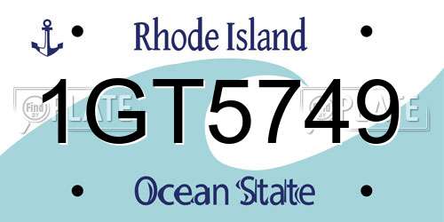 1GT5749 Rhode Island License Plate