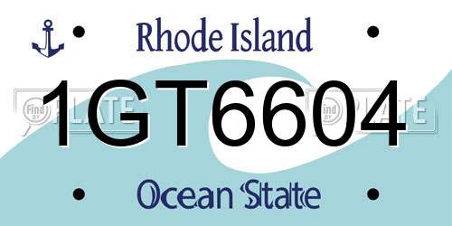 1GT6604 Rhode Island License Plate