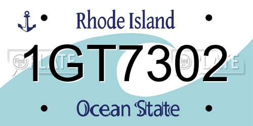 1GT7302 Rhode Island License Plate