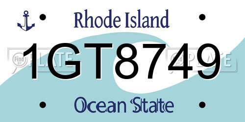 1GT8749 Rhode Island License Plate