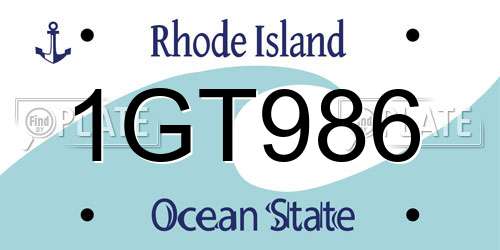 1GT986 Rhode Island License Plate