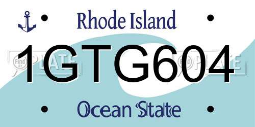 1GTG604 Rhode Island License Plate