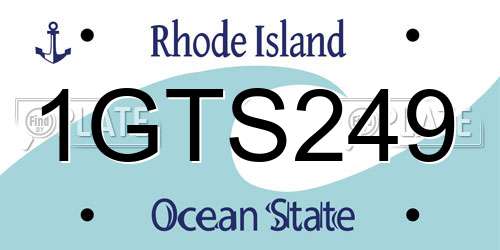 1GTS249 Rhode Island License Plate