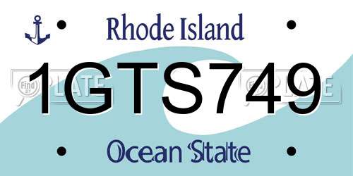 1GTS749 Rhode Island License Plate