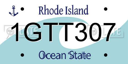 1GTT307 Rhode Island License Plate