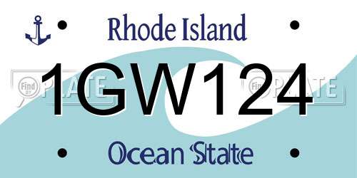 1GW124 Rhode Island License Plate