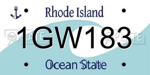 1GW183 Rhode Island License Plate