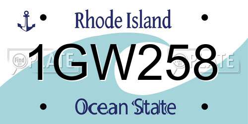 1GW258 Rhode Island License Plate