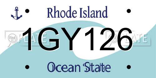 1GY126 Rhode Island License Plate