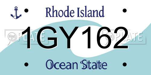 1GY162 Rhode Island License Plate