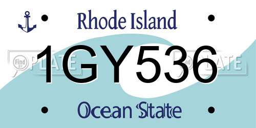 1GY536 Rhode Island License Plate