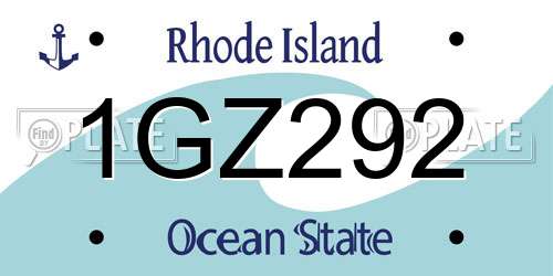 1GZ292 Rhode Island License Plate