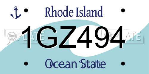 1GZ494 Rhode Island License Plate