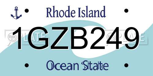 1GZB249 Rhode Island License Plate