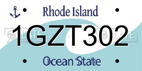 1GZT302 Rhode Island License Plate