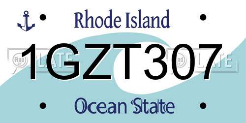 1GZT307 Rhode Island License Plate