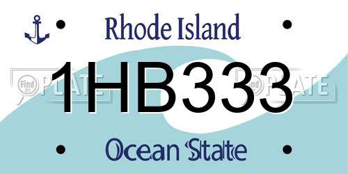1HB333 Rhode Island License Plate