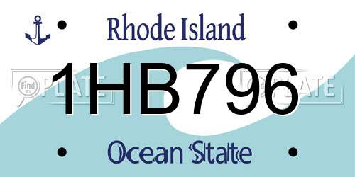 1HB796 Rhode Island License Plate