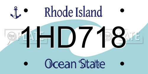 1HD718 Rhode Island License Plate