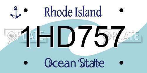 1HD757 Rhode Island License Plate