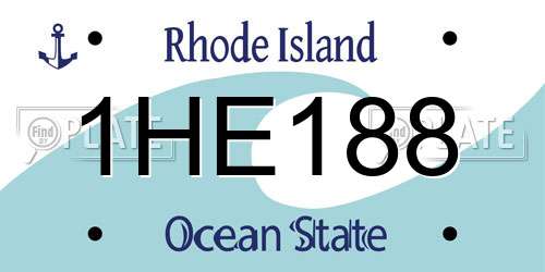 1HE188 Rhode Island License Plate
