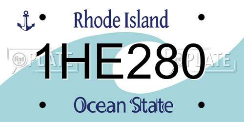 1HE280 Rhode Island License Plate