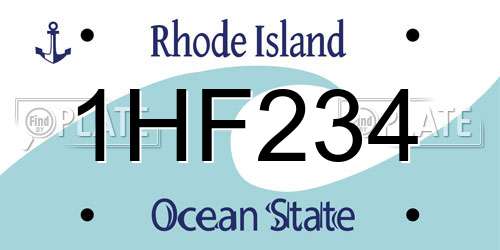 1HF234 Rhode Island License Plate