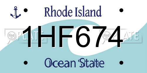 1HF674 Rhode Island License Plate