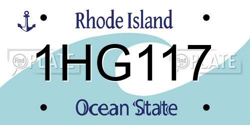 1HG117 Rhode Island License Plate