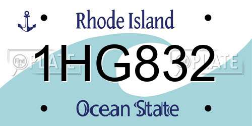 1HG832 Rhode Island License Plate