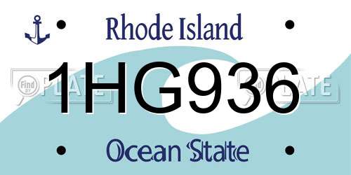 1HG936 Rhode Island License Plate