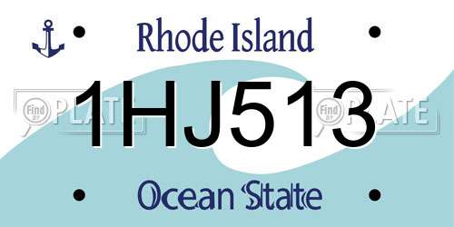 1HJ513 Rhode Island License Plate