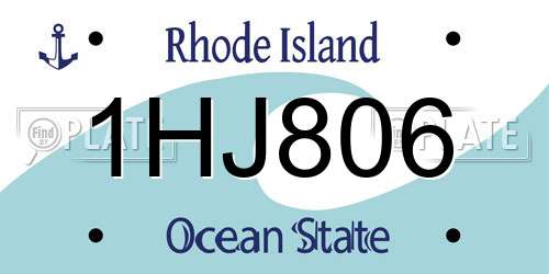 1HJ806 Rhode Island License Plate