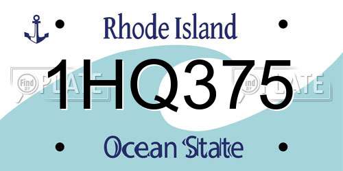 1HQ375 Rhode Island License Plate