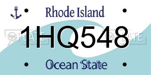1HQ548 Rhode Island License Plate