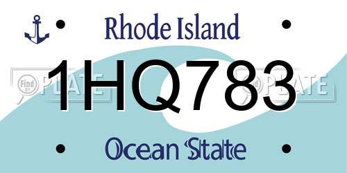 1HQ783 Rhode Island License Plate