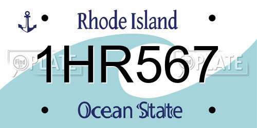 1HR567 Rhode Island License Plate