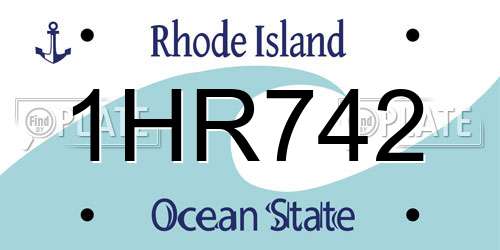 1HR742 Rhode Island License Plate