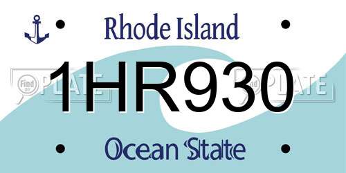 1HR930 Rhode Island License Plate