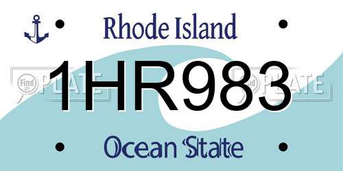 1HR983 Rhode Island License Plate