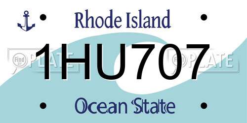 1HU707 Rhode Island License Plate