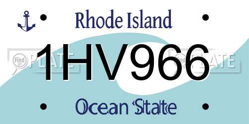 1HV966 Rhode Island License Plate