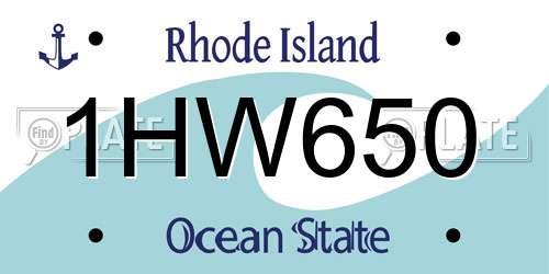 1HW650 Rhode Island License Plate