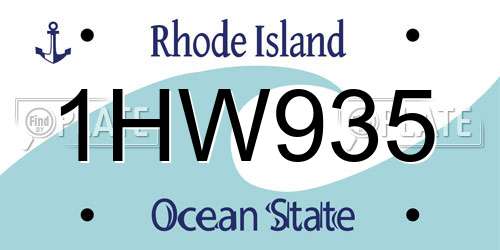 1HW935 Rhode Island License Plate