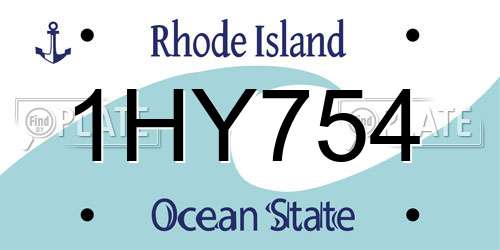 1HY754 Rhode Island License Plate