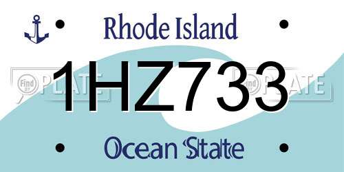 1HZ733 Rhode Island License Plate